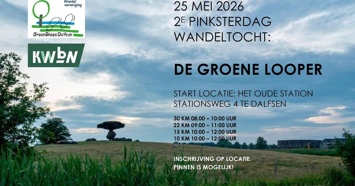 Groene Looper Wandel evenement tweede Pinksterdag 25 Mei