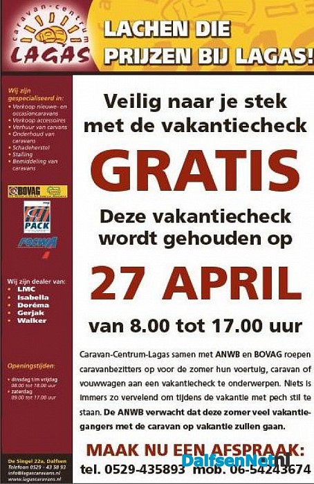 Vakantiecheck caravan of vouwwagen, nog gratis ook.