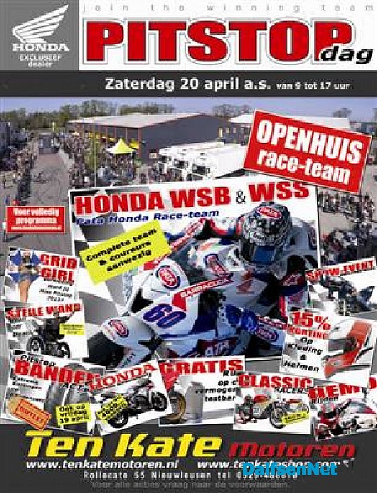 Zaterdag 20 April “Pitstopdag” bij Ten Kate Motoren in Nieuwleusen.