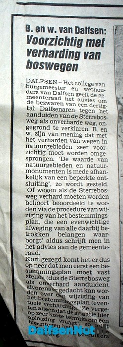 De krant van 1981 over de Sterrebosweg