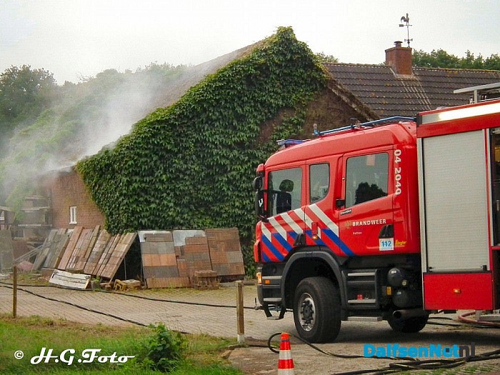 Brand (oefening) bij Jopie’s groene wereld. - Foto: H.G. Foto