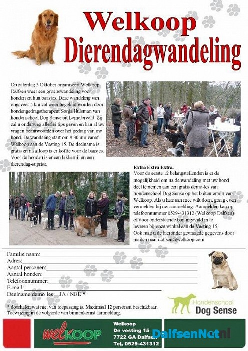 Dierendagwandeling voor honden bij Welkoop Dalfsen