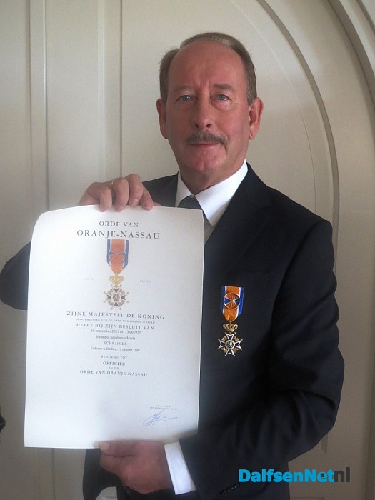 Geboren Dalfsenaar benoemd tot Officier in de orde van Oranje-Nassau