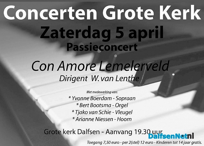 Passieconcert 5 april Grote Kerk Dalfsen 19.30 uur