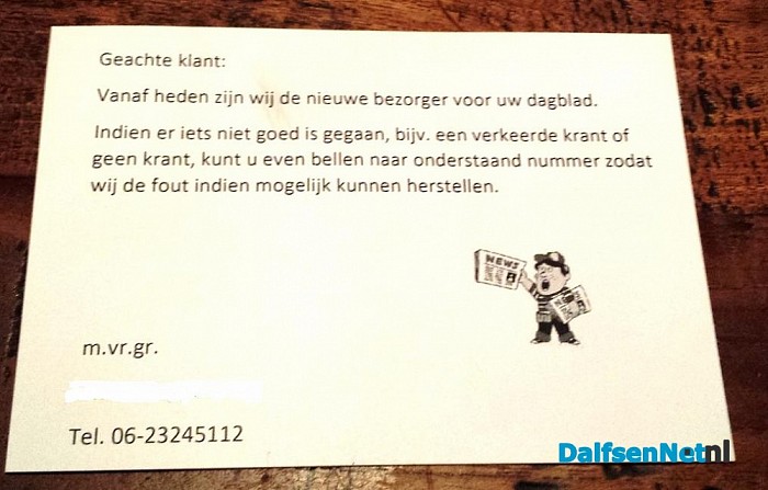Uw krant niet ontvangen? Bel maar niet meer.