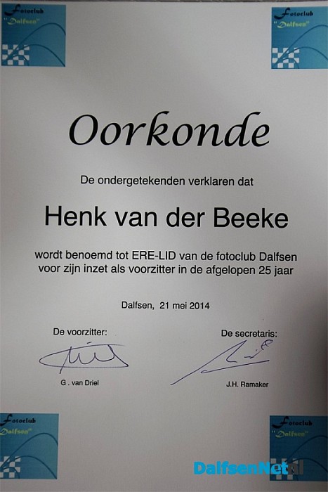 Henk van der Beeke geen voorzitter meer van Fotoclub Dalfsen