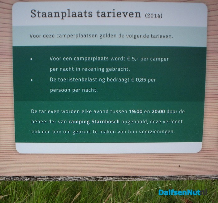 Borden geplaatst camperplaatsen