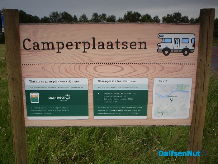 Borden geplaatst camperplaatsen