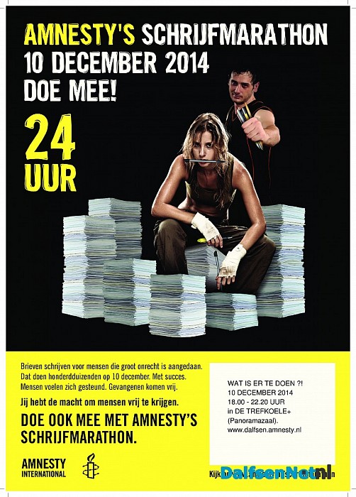 Schrijfmarathon Amnesty International