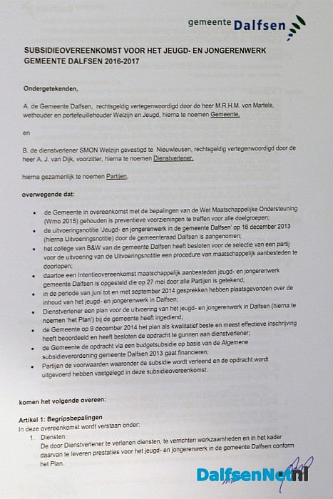 Ondertekening tussen gemeente Dalfsen en SMON