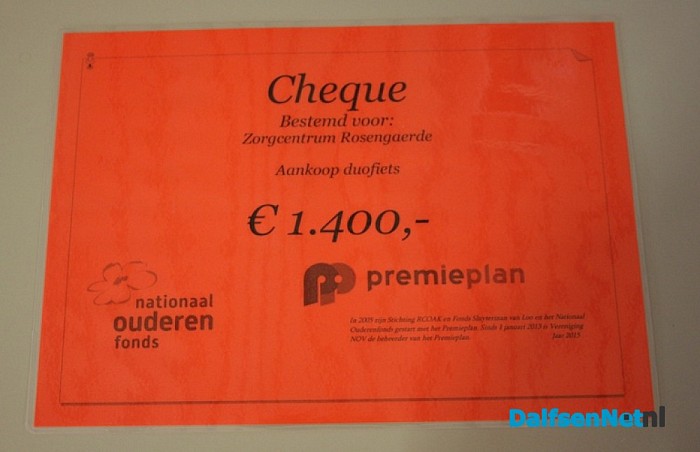 €1.400,- voor duofiets zorgcentrum Rosengaerde