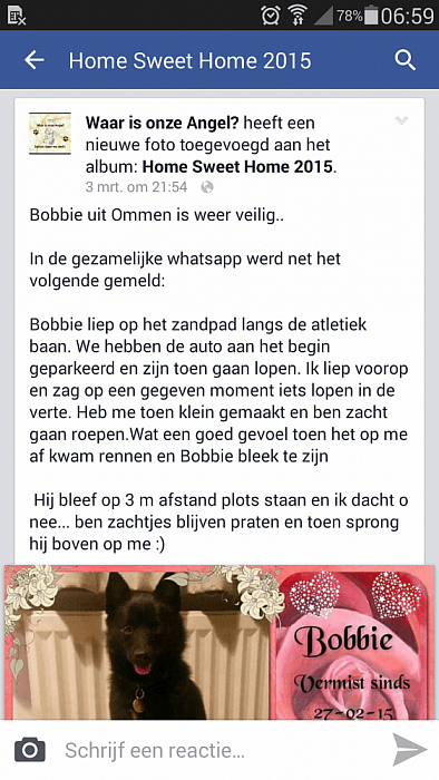 De vermiste hond uit Ommen is al weer terecht - Foto: Eigen geleverde foto