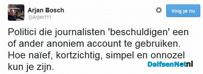 Beschuldigingen en ontkenning bij anonieme “Jan van Dalfsen”