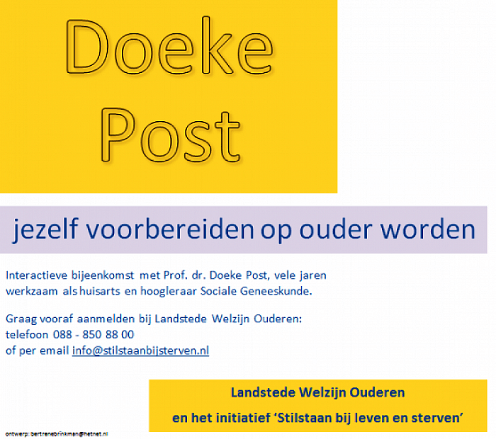 ´Zinbeleving en ouder worden´ met Doeke Post - Foto: Eigen geleverde foto