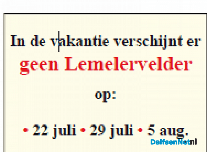 Bijna al het nieuws uut Lemelerveld