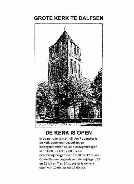 Openstellingstijden van de Grote Kerk in Dalfsen - Foto: Eigen geleverde foto