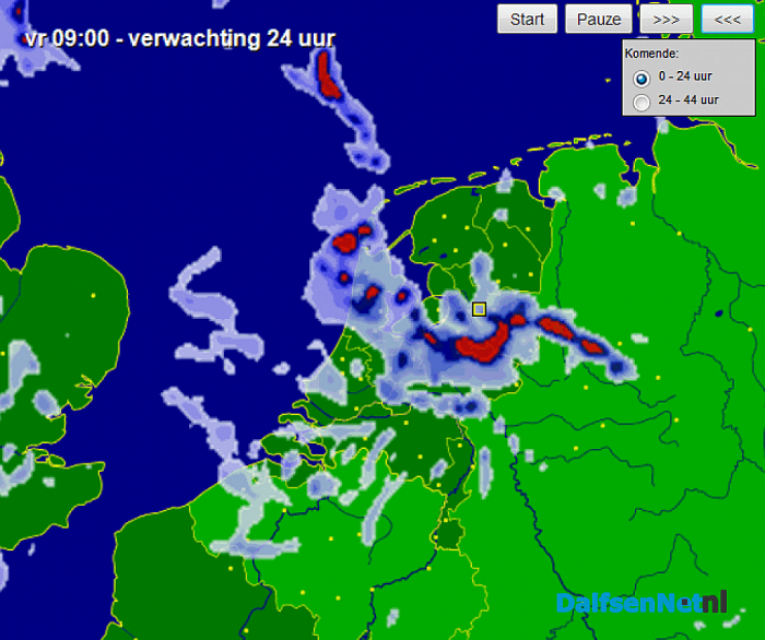 Vanmorgen tussen 9 en 10 uur het natst?