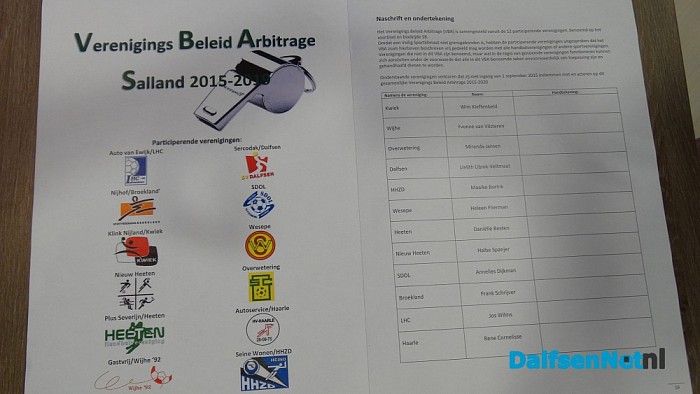 Verenigings- Beleidsplan Arbitrage ondertekend