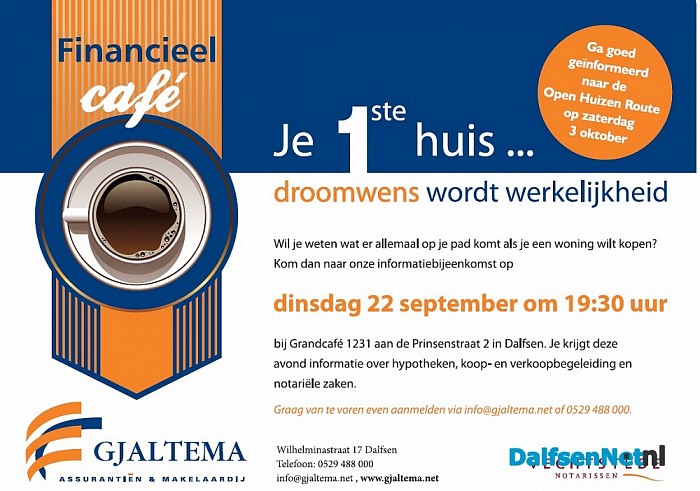 Dinsdagavond Financieel Café – Je kunt je nog aanmelden