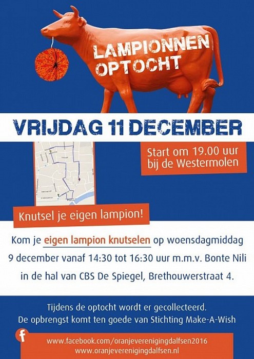 De lampionnenoptocht op vrijdag 11 dec.