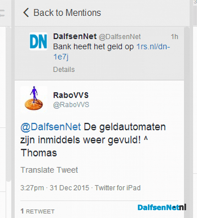 U kan weer geld tanken