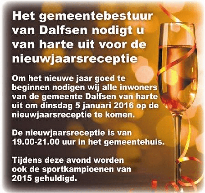 Dinsdag 5 jan. nieuwjaarsreceptie gemeente - Foto: Eigen geleverde foto