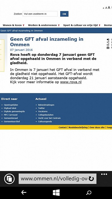 Ook geen Rova lediging in Vilsteren