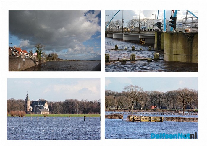 Hoogwater beneden blauwebogenbrug