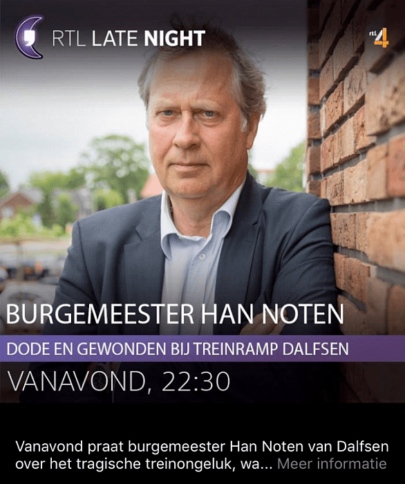 Treinongeval vanavond RTL