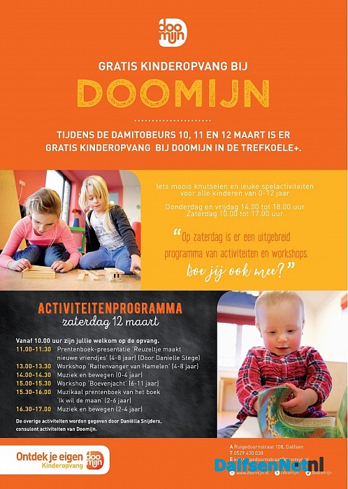 Gratis kinderopvang tijdens Damitobeurs