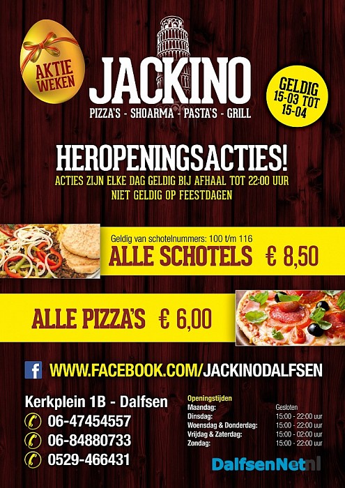 Heropening akties bij pizzeria Jackino