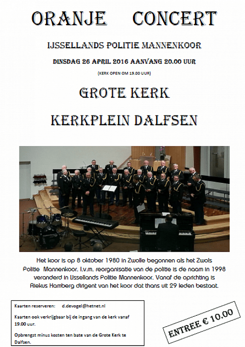 Vooraankondiging komend  Oranje concert