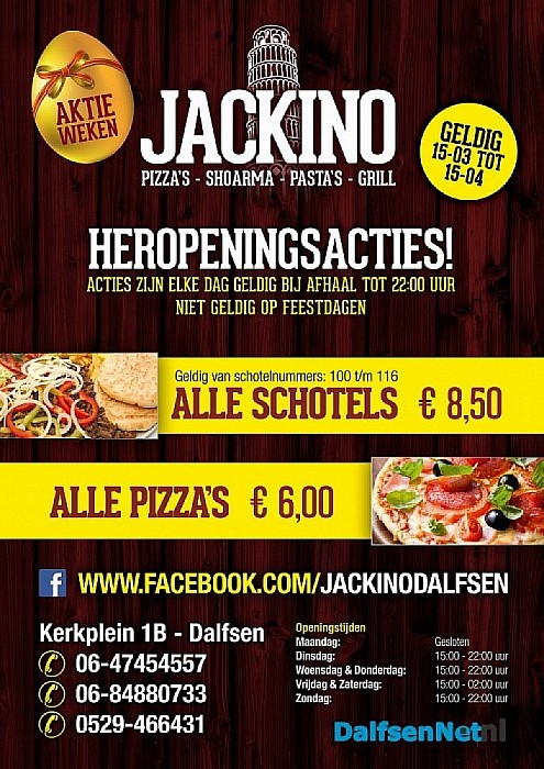 Voor al uw bestellingen kunt u Jackino weer gewoon bellen - Foto: Eigen geleverde foto