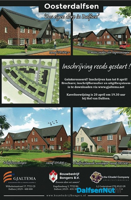 Inschrijving woningen Oosterdalfsen tot 8 april