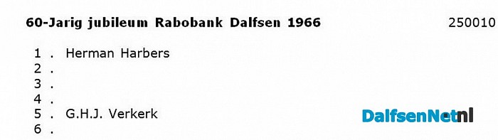 Namen gezocht groepsfoto Rabobank 1966 - Foto: Historische Kring Dalfsen