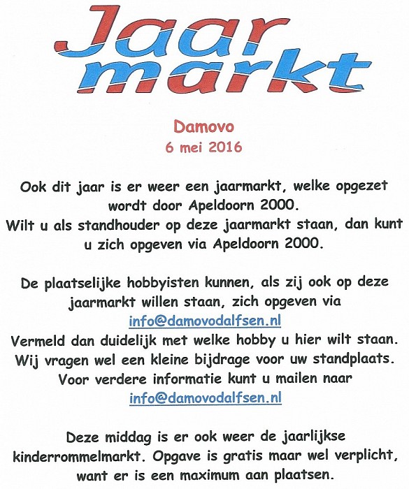Damovo 6 mei jaarmarkt - Foto: Eigen geleverde foto