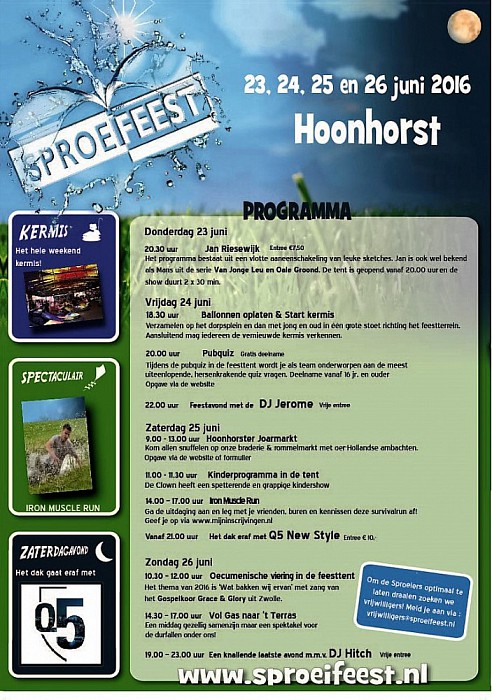 Programma Sproeifeest 2016 - Foto: Eigen geleverde foto