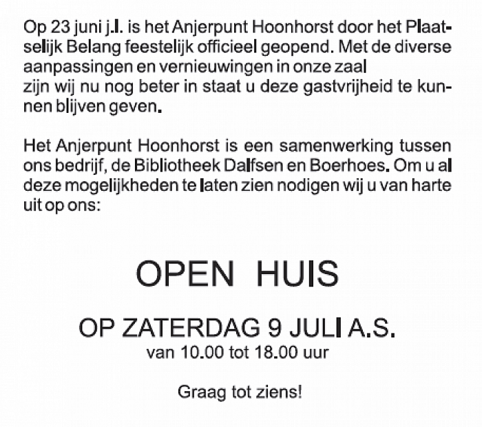 9 juli open huis