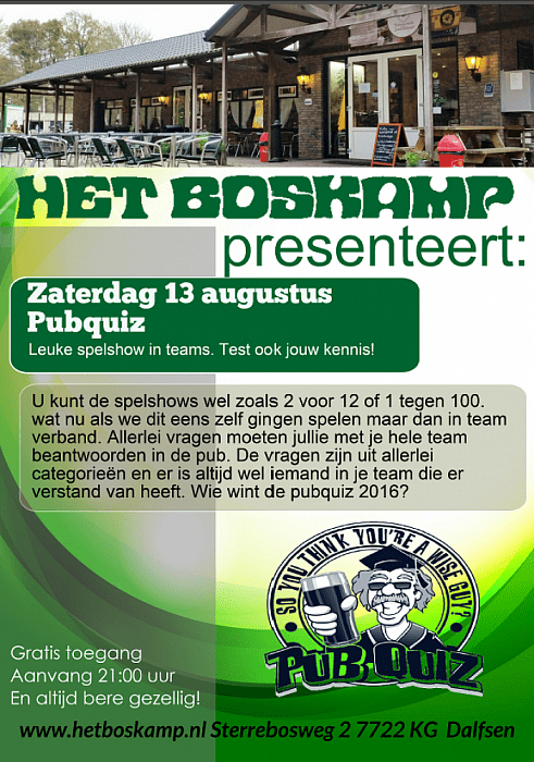 Ie kunt hier mooi zitt’n, ook met de pupquiz