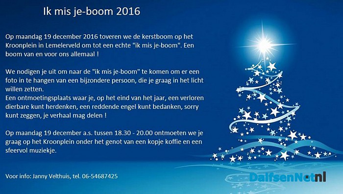 Ik mis je-boom 2016 - Foto: Ingezonden foto