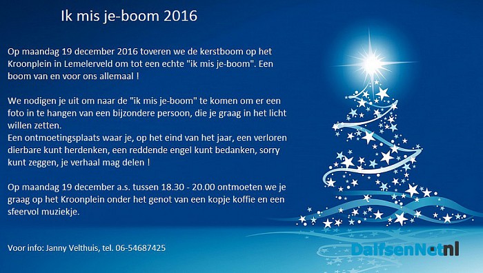 Ik mis je-boom 2016 - Foto: Ingezonden foto