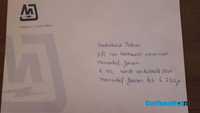 Gift personeel voor Voedselbank Dalfsen - Foto: Ingezonden foto