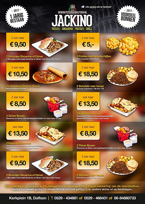 Pizzeria Jackino viert 1-jarig bestaan