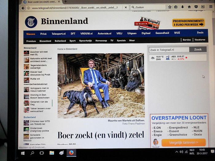 Maurits von Martels: voorpagina nieuws Telegraaf - Foto: Ingezonden foto