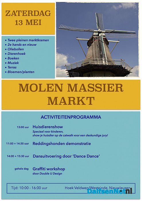 Zaterdag 13 mei: Meimarkt bij Molen Massier