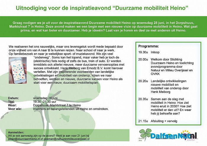Inspiratieavond Duurzame mobiliteit Heino - Foto: Ingezonden foto