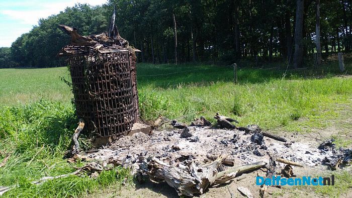 Houten beeld van Greenman vannacht in brand gestoken - Foto: Ingezonden foto