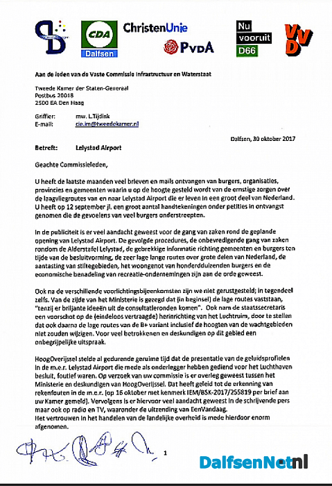 Brief van alle fracties gemeenteraad Dalfsen