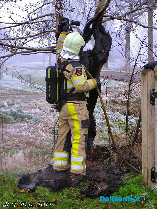 Boom in de brand aan de Middeldijk. - Foto: H.G. Foto