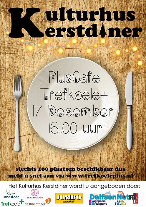 Kulturhus Kerstdiner op 17 december - Foto: Ingezonden foto